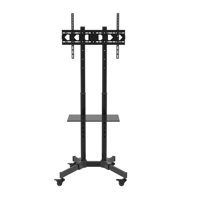 Adjust Height Safety New Design Adjustable Height Movable Floor Stand Rolling TV Cart With Shelf And Wheels