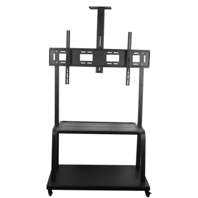 TV Socket 55-100inch Rolling TV/Monitor Stand Up Mobile Trolley Wheel Mount With Shelf Tray Height Adjustable Tilt Swivel LCD LED Display Floor